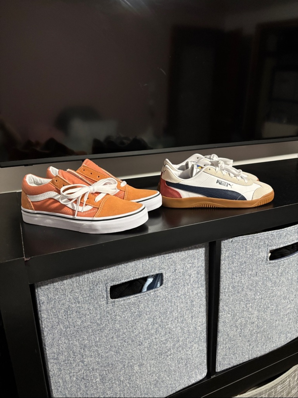 Vans Kids Orange Canvas Old Skool Sneakers with White Stripe